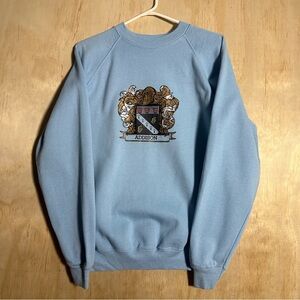 Vtg 80s Addison Family Crest Raglan Sweatshirt Pulover Sweater British England L